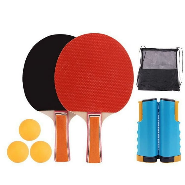 Juego de red de tenis de mesa retráctil, 2 raquetas de tenis de mesa portátiles de 3 bolas Beats, red portátil retráctil gratuita