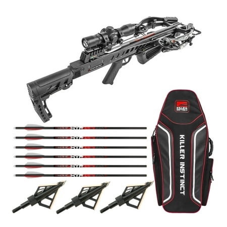 Killer Instinct Fatal-X Crossbow with 6 Arrows 3 Broadheads and Case Hunters Bundle)
