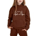 thumbnail image 5 of Conjunto de sudadera con capucha de manga larga para niños con estampado en forma de corazón y pantalones deportivos con lazo en las piernas, conjunto deportivo informal de dos piezas para niños, poli, 5 of 5