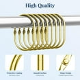 thumbnail image 3 of 12 Pcs Shower Curtain Rings, Shower Curtain Hooks Rust Proof Shower Rings for Curtain, Gold Snap Joint Shower Curtain Clips, 3 of 8