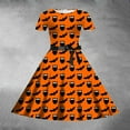 thumbnail image 4 of Gelikeya Halloween Dresses for Girls Size 5-14 Cartoon Bat/Pumpkin/Cat Prints Short Sleeve O Neck Dress, 4 of 5