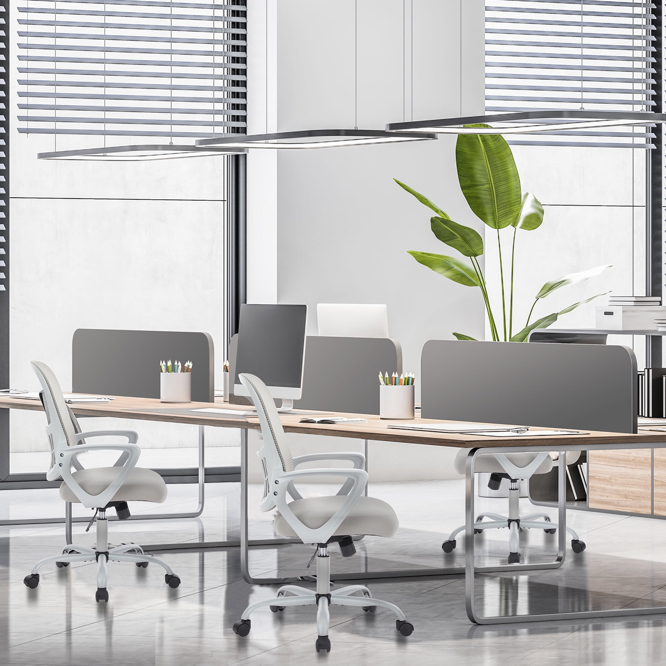CONCETTA Ergonomic Home Office Desk Chair, Mid-Back Mesh Swivel Chairs with Wheels for Adults, Grey