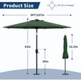 thumbnail image 2 of 9FT Outdoor Patio Umbrella, Table Market Umbrella, 6 Sturdy Ribs UV Protection Waterproof for Garden, Deck, Backyard, Pool, 2 of 7