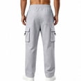 thumbnail image 6 of ThriftyPlait Mens Wide Leg Cargo Jogger Sweatpants Casual Elastic Drawstring Waist Multi Pocket Pants Straight Fit Daily Walking Outdoor Pants, 6 of 9