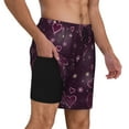 thumbnail image 2 of Sigee Snowflakes and Hearts Print Mens Swim Trunks with Compression Liner Quick Dry Swim Stretch Beach Shorts with Pockets,S-3XL, 2 of 7