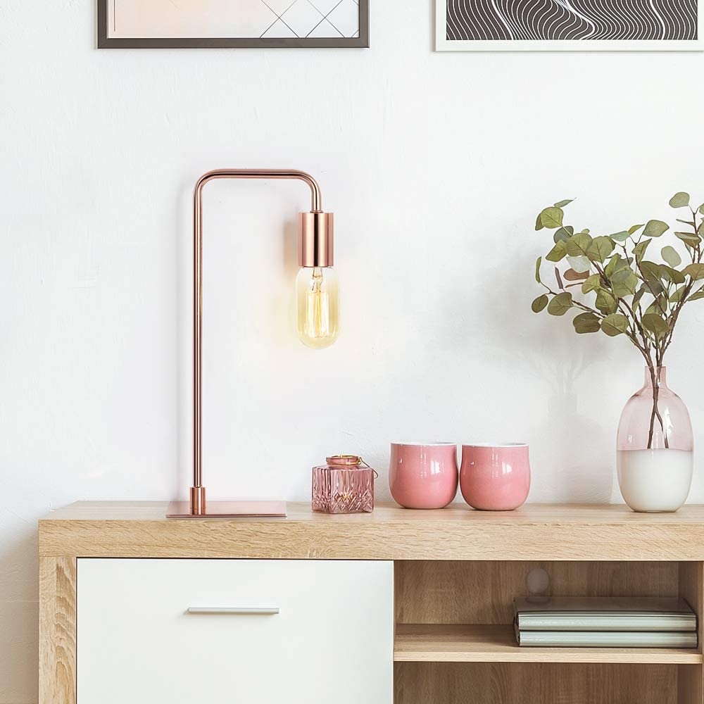 LIANTRAL Table Lamps for Bedroom Bedside Lamps Rose Gold Set of 2
