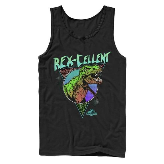 Men's Jurassic World Retro Rexcellent Dino  Tank Top Black 2X Large