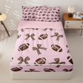 thumbnail image 2 of Homewish Pink Princess Bow Zipper Twin Comforter Sets with Fitted Sheet and 2 Pillowcases for Kids, Baseball Sports Zipper Bedding Set, Pink Reversible, 4-Piece, 2 of 6