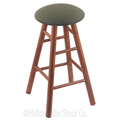 XL Oak Round Cushion Bar Stool with Smooth Legs, Medium Finish, Axis Grove Seat, and 360 Swivel