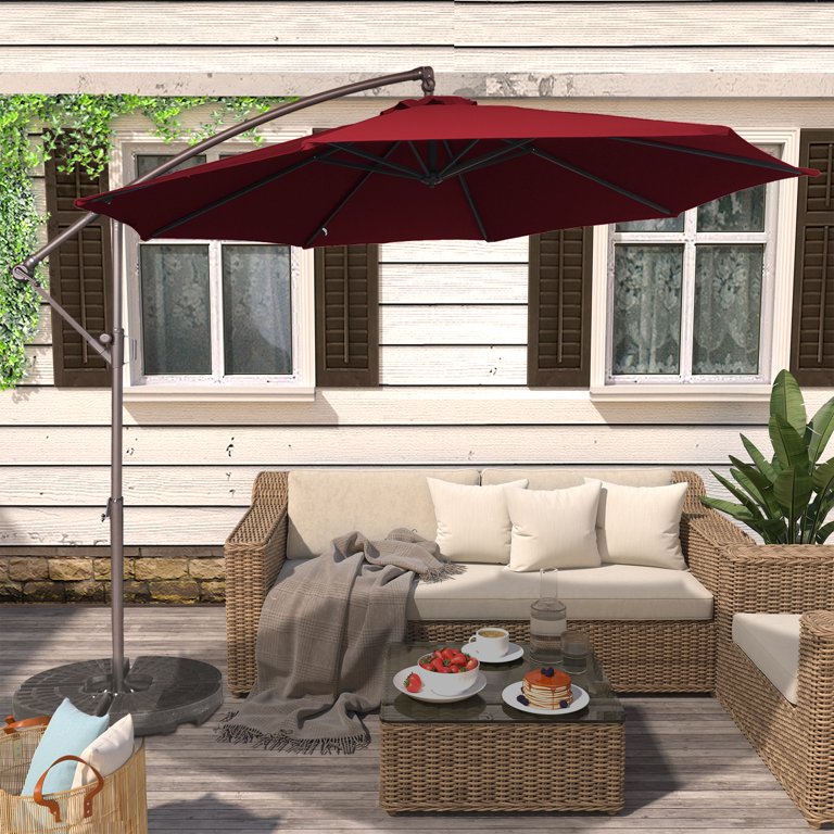 10 foot hanging offset cantilever patio umbrella with crank 10-Foot Outdoor Market Umbrel Better Home Furniture And the gliding handle and simple tilting system allow you to adjust the umbrella at any angle 10ft Heavy Duty Patio Hanging