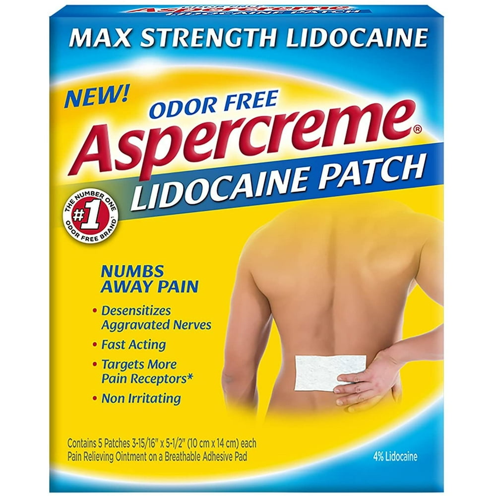 Aspercreme Odor Free Max Strength Lidocaine Relief Patch for Back Pain