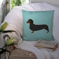 thumbnail image 3 of Carolines Treasures BB3682PW1414 Dachshund Checkerboard Blue Fabric Decorative Pillow, 3 of 4