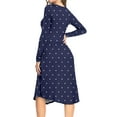 thumbnail image 4 of MLANM Women Long Sleeve Polka Dot Casual Modest Work Midi Knee Length Dress with Pocket, M Dot Navy, 4 of 6