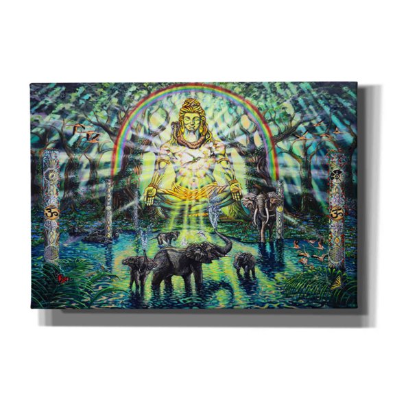Epic Graffiti 'Shiva Elephants ' by Jan Kasparec, Canvas Wall Art, 26"x18"
