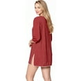 thumbnail image 2 of HAPPY BAY Women's Beachwear Swimsuit Coverups for Women Summer Swim Beach Dress Cover ups for Swimwear Women Bathing Suit Oversized Tunics for Women 14-16 Maroon, Stripes, 2 of 4