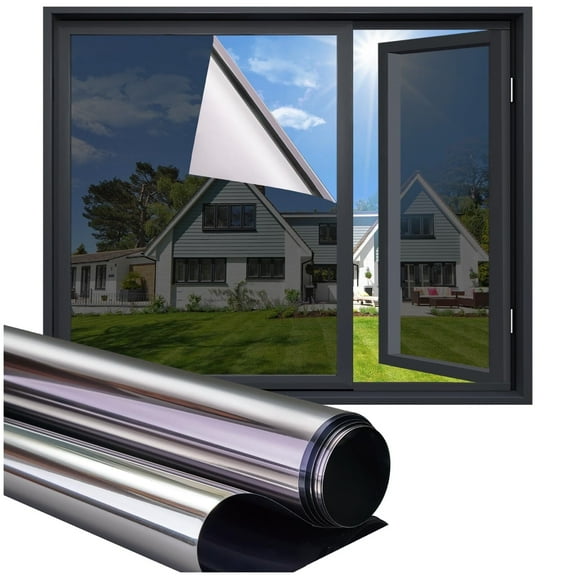 Heat Control Window Film 17.5In x 6.5Ft,Window Tint Sun Blocking Blackout and UV Protection,Window Privacy Film See Out Not In,Explosion-Proof Premium PET Material Cosmic Black