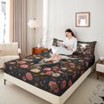thumbnail image 4 of Castle Fairy Women Men Teens Floral Highlad Cattle 3Pcs Twin Sheet Sets,Rustic Animal Twin Fitted Sheet,Chic Flowers Breathable Flat Sheet,Lightweight Room Decor, 4 of 7
