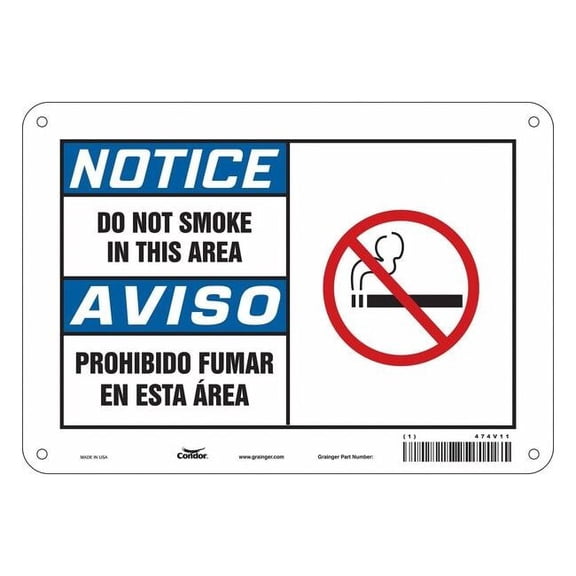 Safety Sign, 7" H, 10" W,  Vertical Rectangle, English, Spanish, 474V11