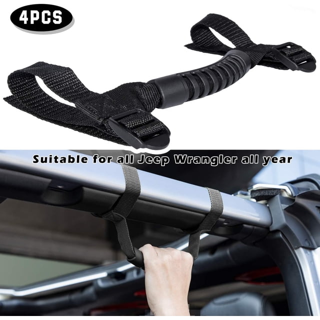 4 manijas de agarre de barra antivuelco, agarre negro para Jeep Wrangler YJ TJ JK JKU JL JLU Sports Sahara Freedom Rubicon X & Unlimited 1955-2021 2022