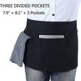thumbnail image 3 of 6 Pack Black Waist Aprons With 3 Pockets - Half Aprons For Waitress Waiter 24 X 12 Inch Server Apro, 3 of 5