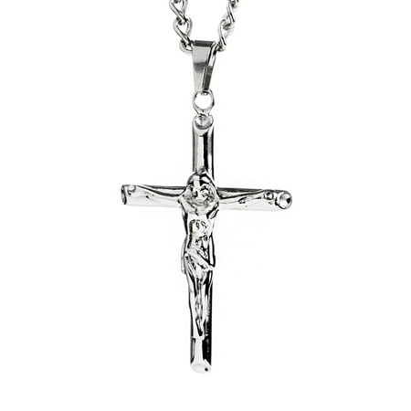 Men's Stainless Steel Silver Crucifix Cross Pendant - Walmart.com