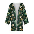 thumbnail image 6 of Women's Casual and Fashionable Christmas Printed Lightweight Mid-Length Jacket Cardigan, for Spring and Fall Wear,Dark Green,2XL, 6 of 7