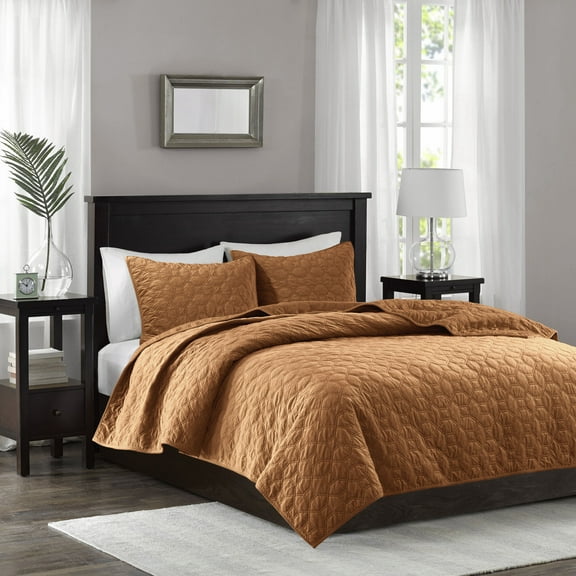 King Size Bed In A Bag, 3 Piece Velvet Quilt Set Rust King/Cal King, Rust Cotton Bedding Set,Cotton Bed Sheet Set, Household Supplies & Décor Bedding Bedding Sets