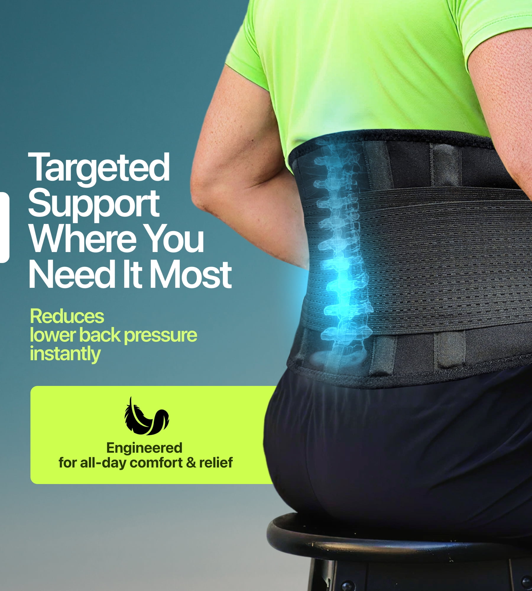 NeoHealth Lumbar Support Belt, Medium, Black