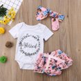 thumbnail image 2 of Diconna Girl's 3Pcs Romper Set, Triangle Tops with Flower Shorts and Headband, 2 of 6