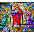 thumbnail image 2 of Perry, William 29x26 Gold Ornate Wood Framed with Double Matting Museum Art Print Titled - Colorful Jesus Archangels Stained glass Cathedral Puebla-Mexico Church built in 15 to 1600s, 2 of 4