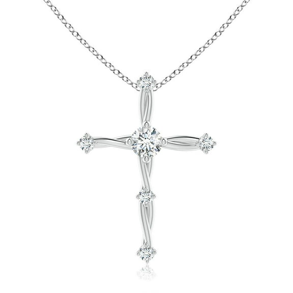 ANGARA Lab Grown Diamond Braided Cross Pendant for Women in 925 Sterling Silver (Size-4.6mm| Color-F-G| Clarity-VS) | April Birthstone, Anniversary Jewelry Gift for Women | Lab-Grown Diamond Necklace