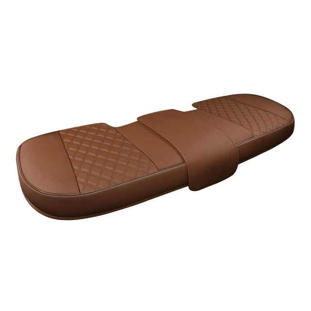 Almencla PU Leather Front Rear Car Seat Cover Cushion Pad, Anti-slip & Full Wrapping Edge Brown Rear