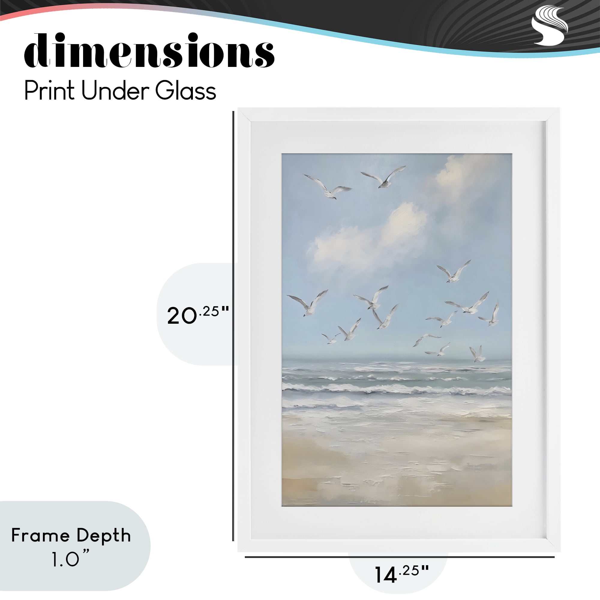 Stupell Industries Ocean Flight Seagulls White Framed Print Under Glass, design by Creative Studio