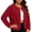 A Red, variant on Casual Solid Color Work Jacket Women's Winter Solid Crew Neck Long Sleeve Breasted Teddy Fleece Jacket Black Xxxl