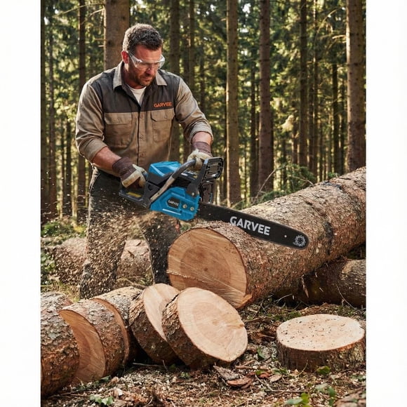 Gas Chainsaw 52cc, 2-Stroke Engine Chainsaw with 18-Inch Bar – Heavy Duty Wood Cutting Tool for Tree Trimming, Logging & Farm Use – Non-Slip Handle, 5200 Orange