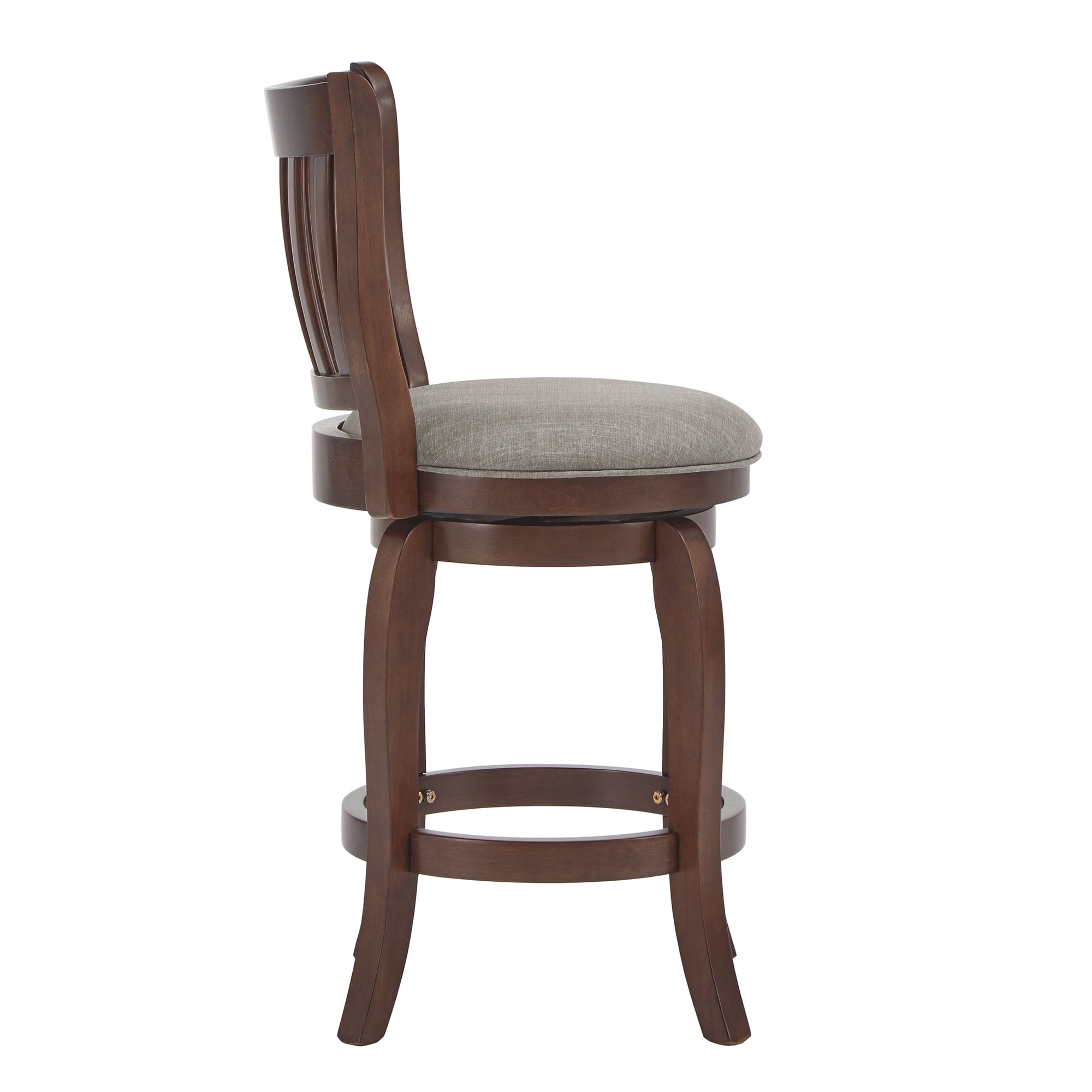 Weston Home Morgan Linen High Back Swivel Counter Height Stool, Grey