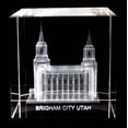 thumbnail image 2 of Brigham City Utah Temple Laser Engraved Crystal Cube by Ringmasters, 2 of 3
