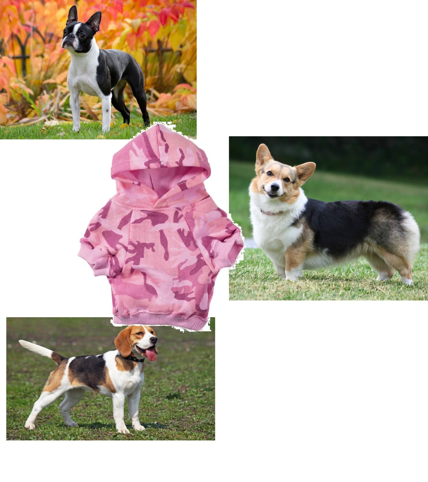 Camouflage Dog Hoodies Fleece Lined Chic Warm Pink or Green Camo Sweatshirts (Medium-Pink)