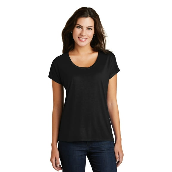 District Adult Female Women Plain Short Sleeves T-Shirt Black Small