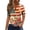 01#Red, variant on Women's Patriotic V-Neck Button Down Blouse Vintage Distressed Star and Stripe Print Top Long Sleeve Independence Day Shirts