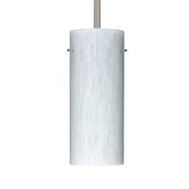 1TT-412307-LED-SN-Besa Lighting-Stilo 10 - 1 Light Stem Pendant In Contemporary Style-10 Inches Tall and 4 Inches Wide-Satin Nickel Finish-Opal Matte