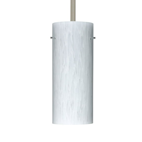 1TT-412307-LED-SN-Besa Lighting-Stilo 10 - 1 Light Stem Pendant In Contemporary Style-10 Inches Tall and 4 Inches Wide-Satin Nickel Finish-Opal Matte