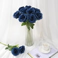 16 Pcs Blue Roses Artificial Flowers Stunning Silk Faux Roses for