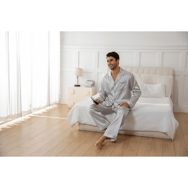 Onimisc Men's Satin Long Sleeve Pajama Set photo 5