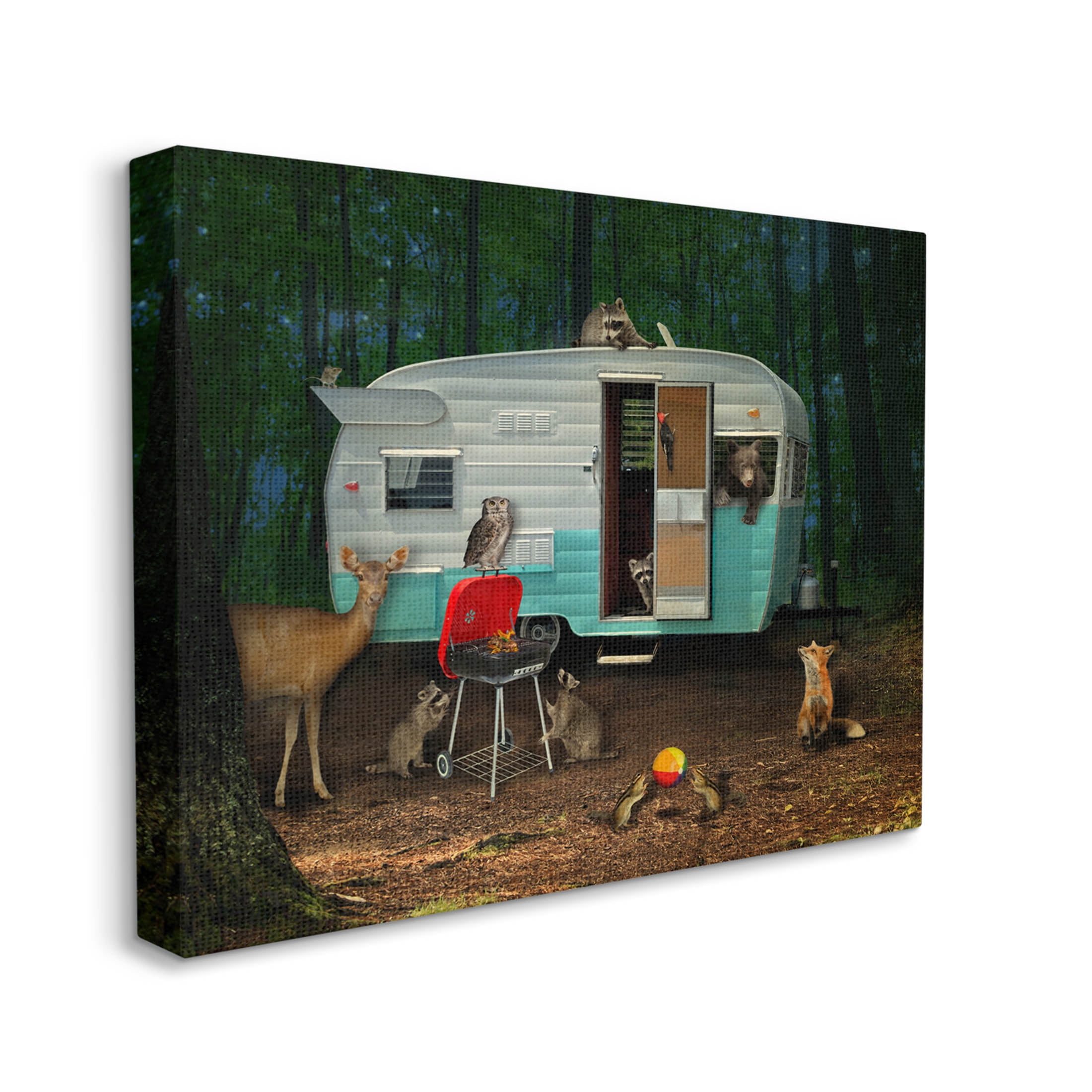 RV Camping Woodland Wildlife Animals Animals & Insects Graphic Art Gallery Wrapped Canvas Print Wall Art