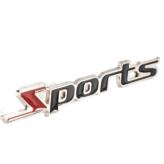 2 Pcs Black Red Metal Sports Letters Car Badge Sticker Emblem Decor