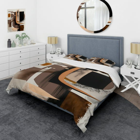 Designart "Contemporary Watercolor Masterpiece" Modern Bedding Covert Set - Abstract Transitional Multicolor Abstract Bed Set With 2 Shams