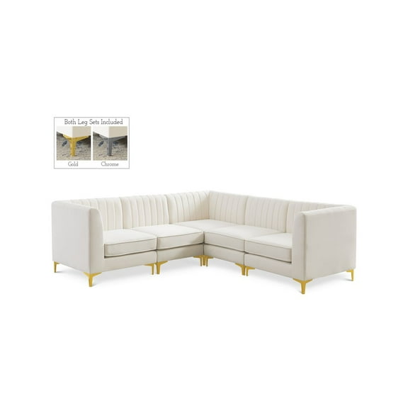Meridian Furniture Alina Cream Velvet Modular Sectional