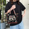 thumbnail image 5 of Embroidered Handmade Women Shoulder Bag Travel Bag Gift Black White Elephant F-Black White Elephant, 5 of 8