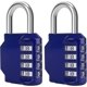 thumbnail image 1 of [2 Pcs] 4-Digit Combination Padlock, Waterproof Combination Lock, Waterproof Metal and Plated Steel Combination Clasp - Blue, 1 of 5